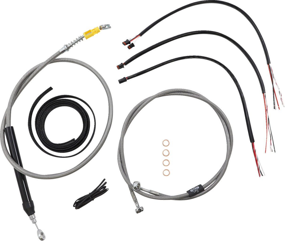 Complete Stainless Braided Handlebar Cable/Brake Line Kit — Cable Kit