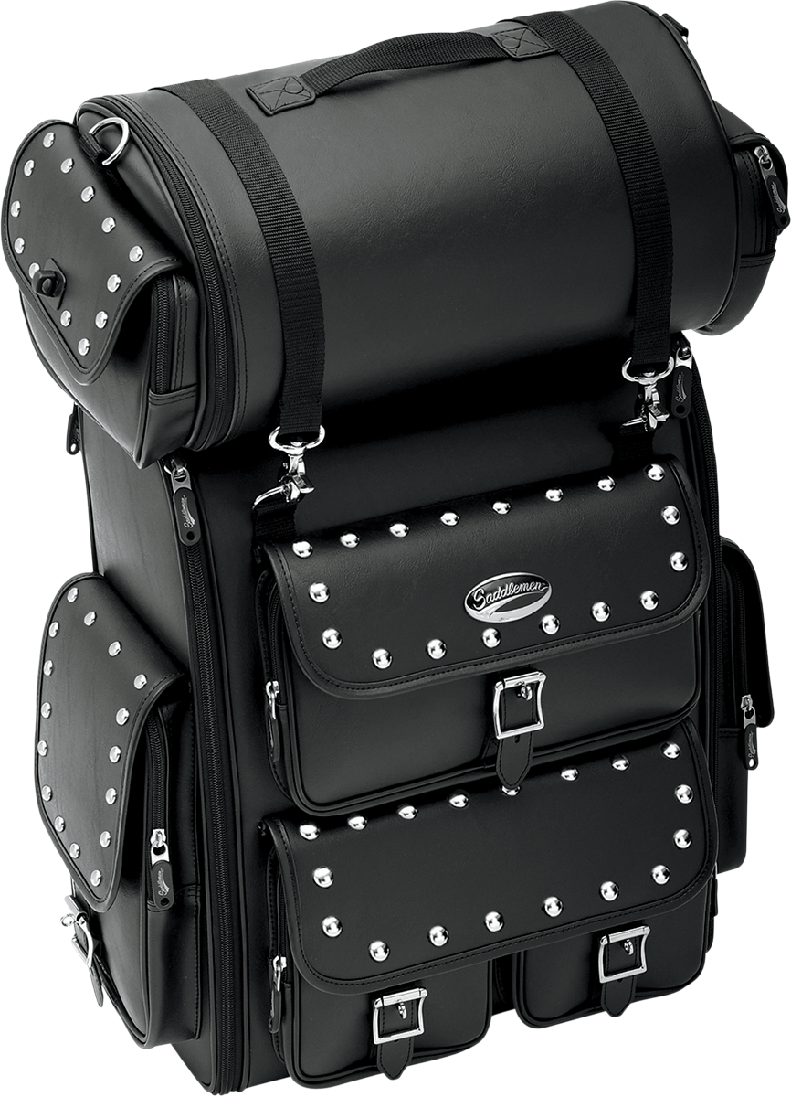 EX2200S Sissy Bar Bag with Studded Roll Bag