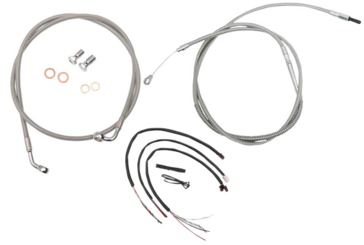 Handlebar Cable/Brake Line Kit - Complete - 12" - 14" Handlebars - Stainless