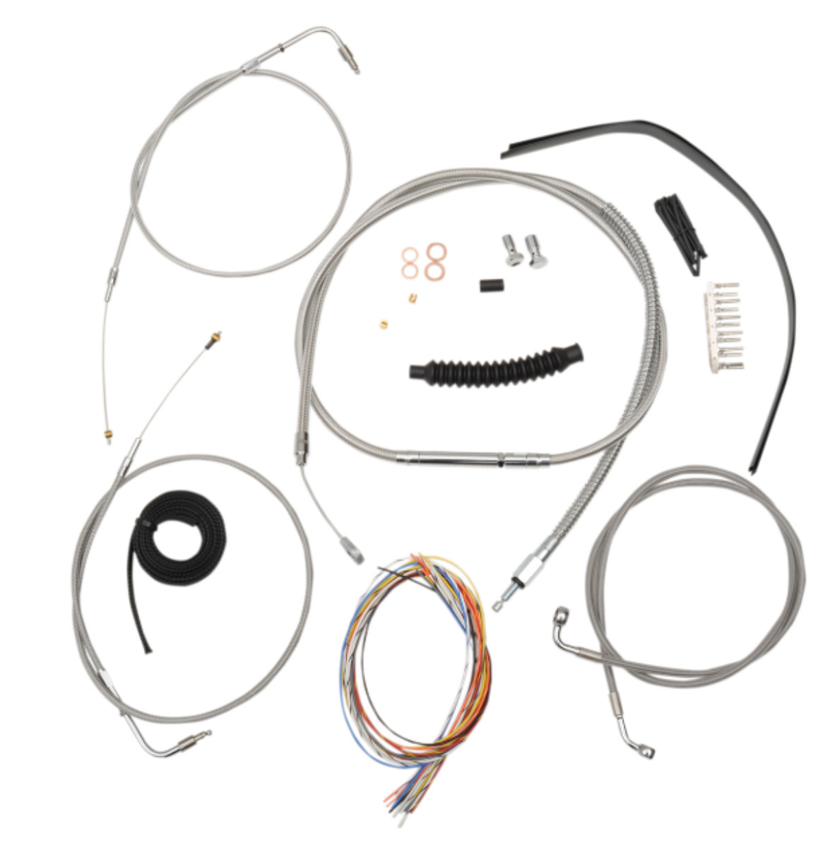 Complete Stainless Braided Handlebar Cable/Brake Line Kit - 12"-14" Handlebars - '96-'06 Softail