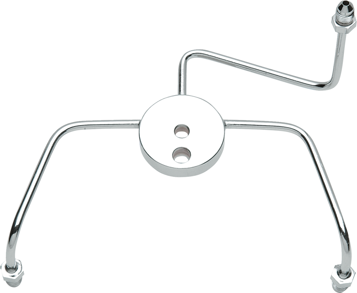 Chrome Steel Front Brake Tee with Fittings for Dual-Disc Applications