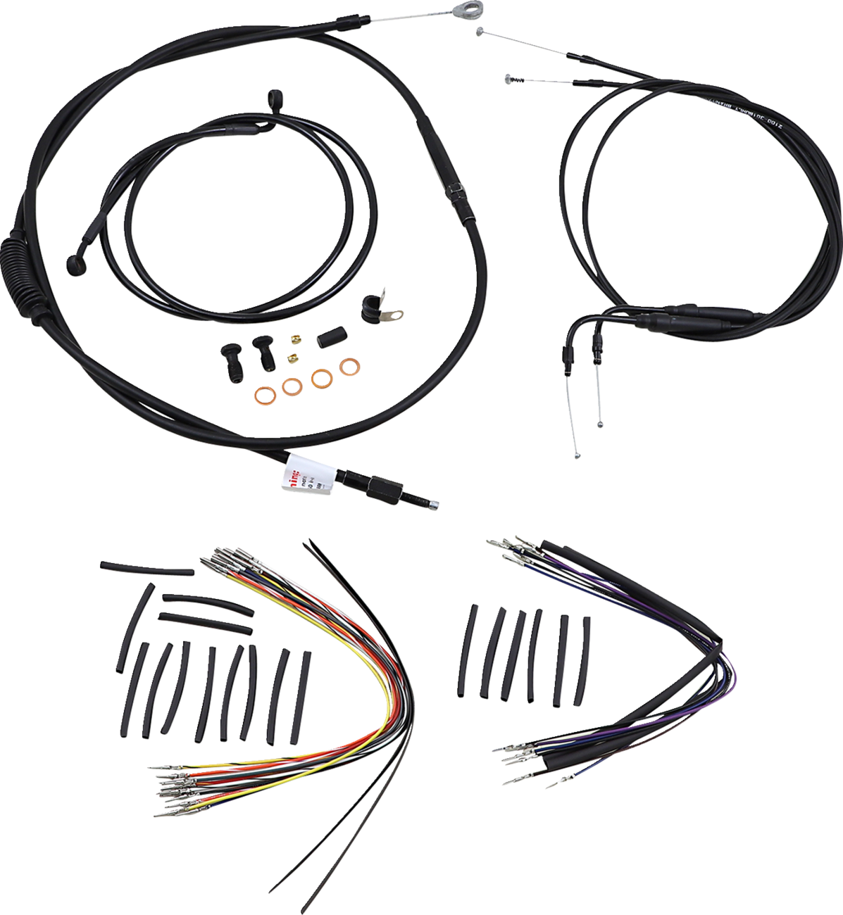 Complete Black Vinyl Handlebar Cable/Line Kit for Ape Hangers