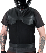 Kanan Leather/Denim Riding Vest