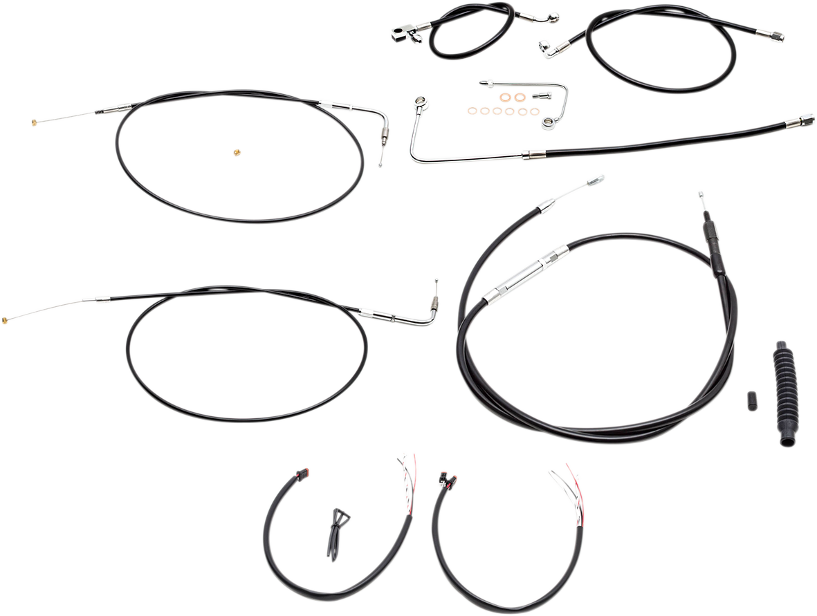 Complete Black Vinyl Braided Handlebar Cable/Brake Line Kit [2/2]