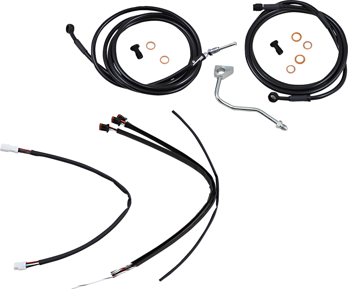 Complete Black Vinyl Handlebar Cable/Line Kit for Ape Hangers
