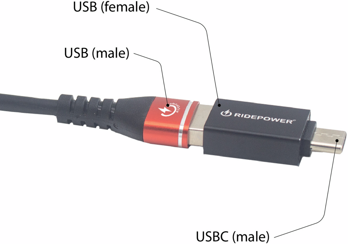 Female USB to Male USB-C Power Adapter