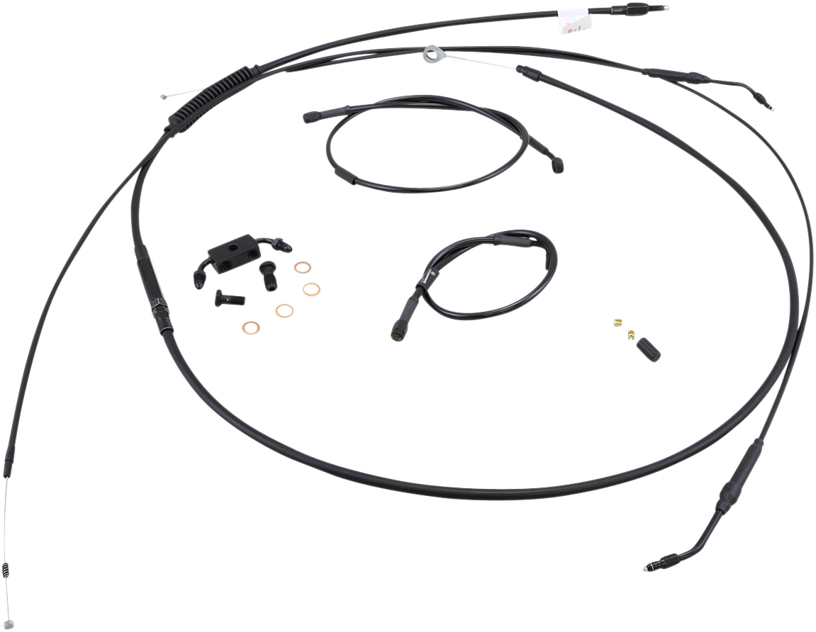 Complete Black Vinyl Handlebar Cable/Line Kit for Ape Hangers