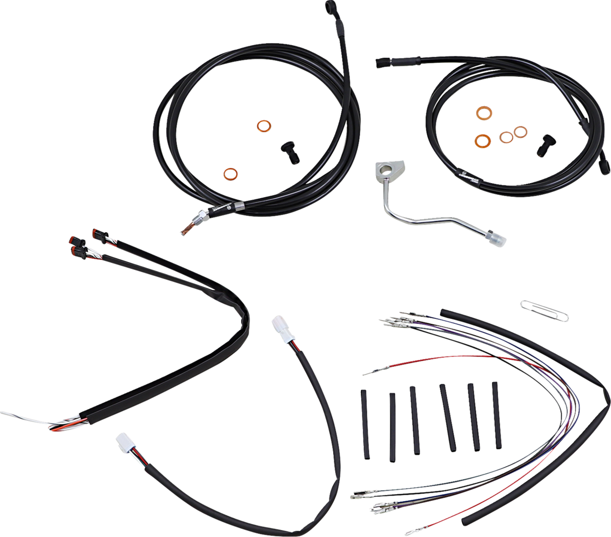 Complete Black Vinyl Handlebar Cable/Line Kit for Ape Hangers