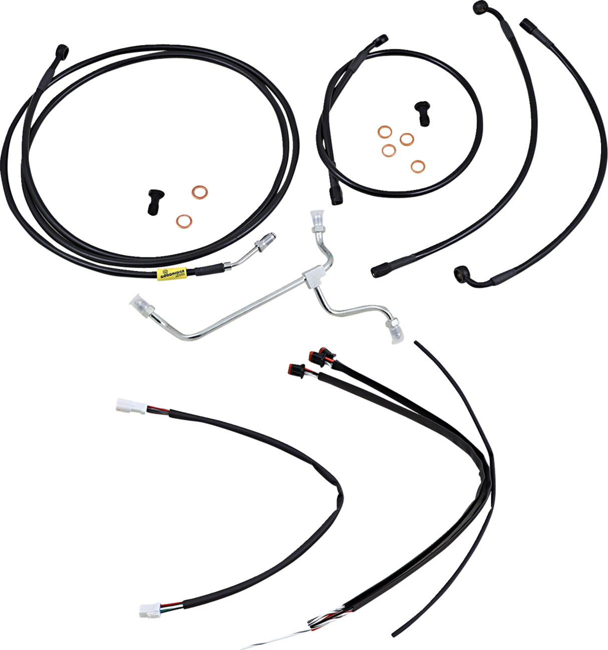 Complete Black Vinyl Handlebar Cable/Line Kit for Ape Hangers