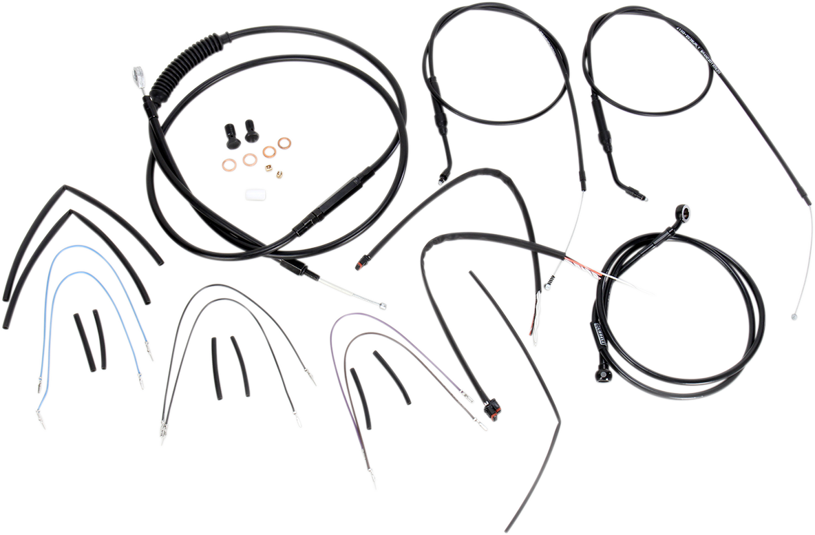 Complete Black Vinyl Handlebar Cable/Line Kit for Ape Hangers