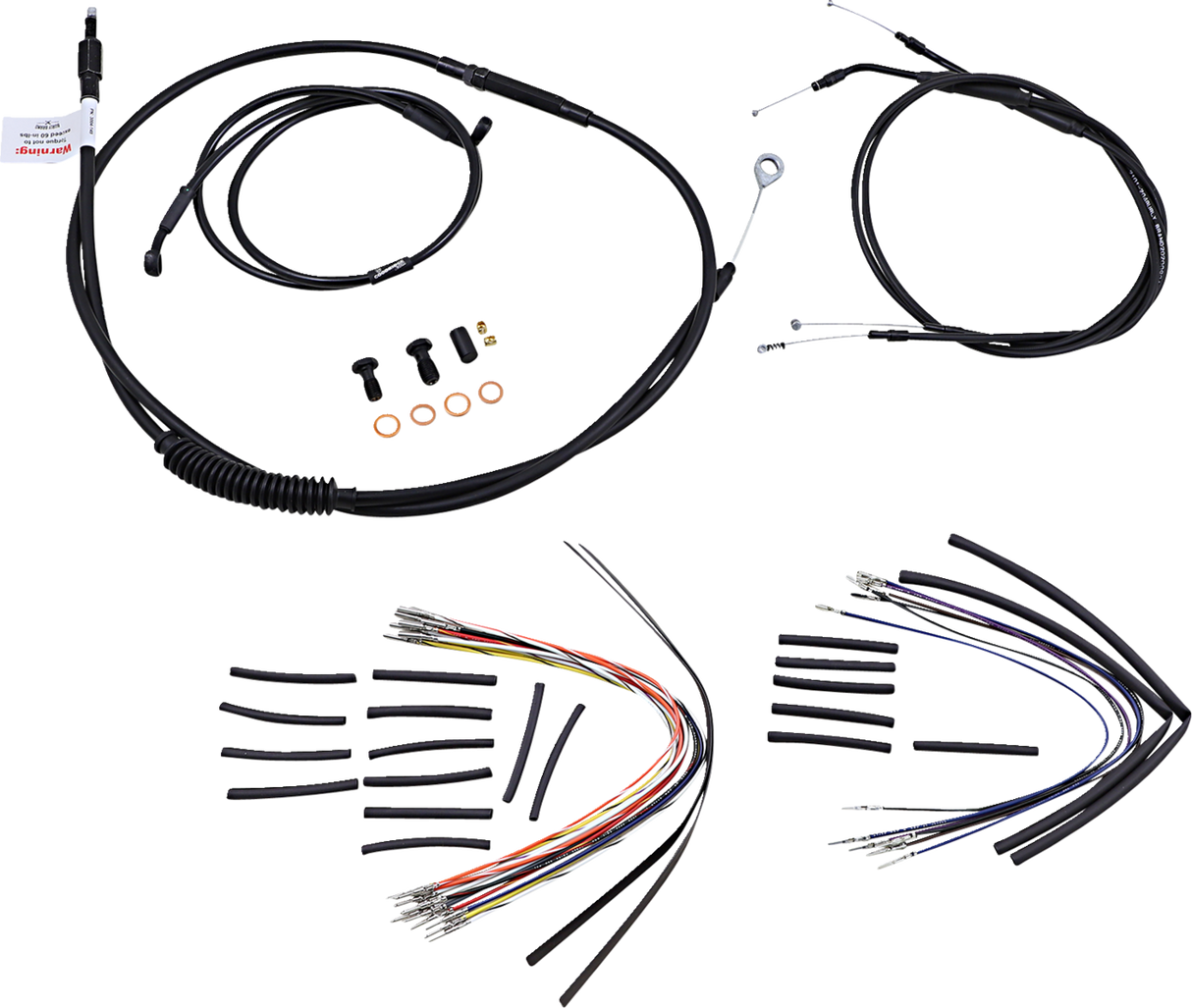 Complete Black Vinyl Handlebar Cable/Line Kit for Ape Hangers