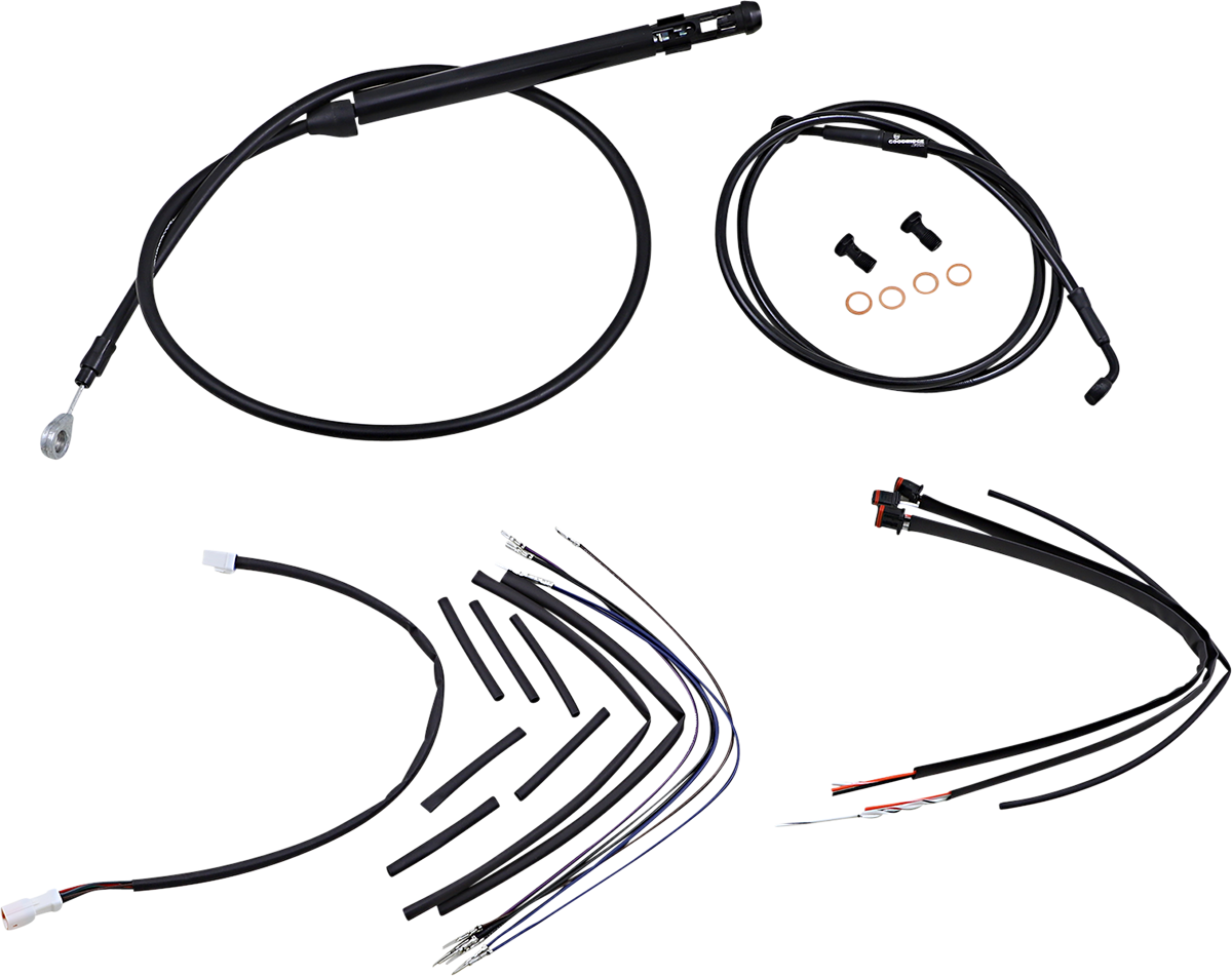 Complete Black Vinyl Handlebar Cable/Line Kit for Ape Hangers