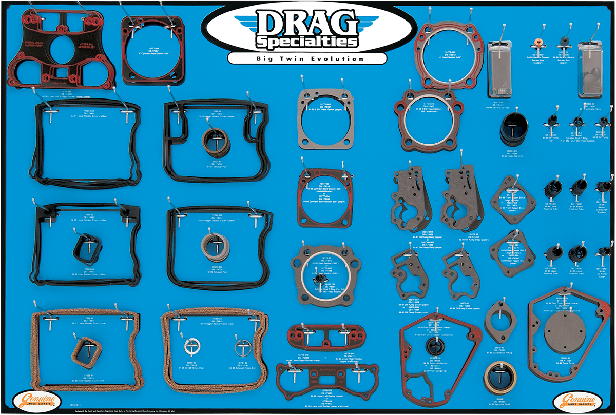 Gasket/Seal and O-Ring Display for Evolution Big Twin Motors