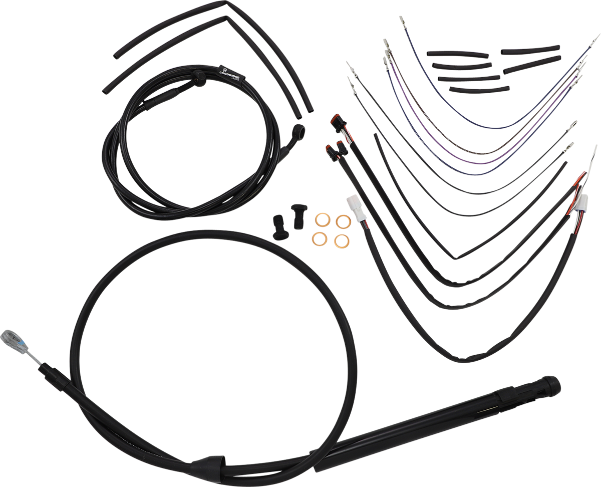 Complete Black Vinyl Handlebar Cable/Line Kit for Ape Hangers