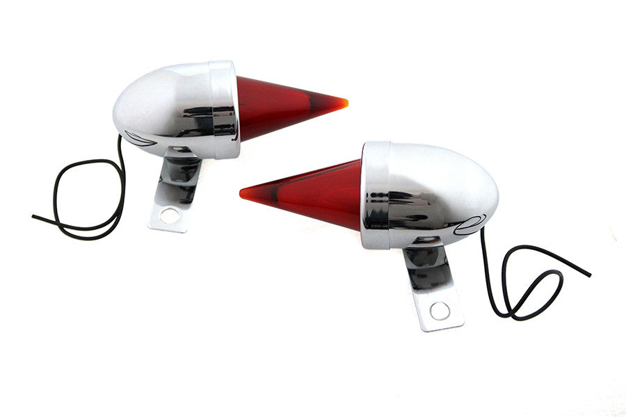 Torpedo Bullet Lamp Set Chrome with Brackets