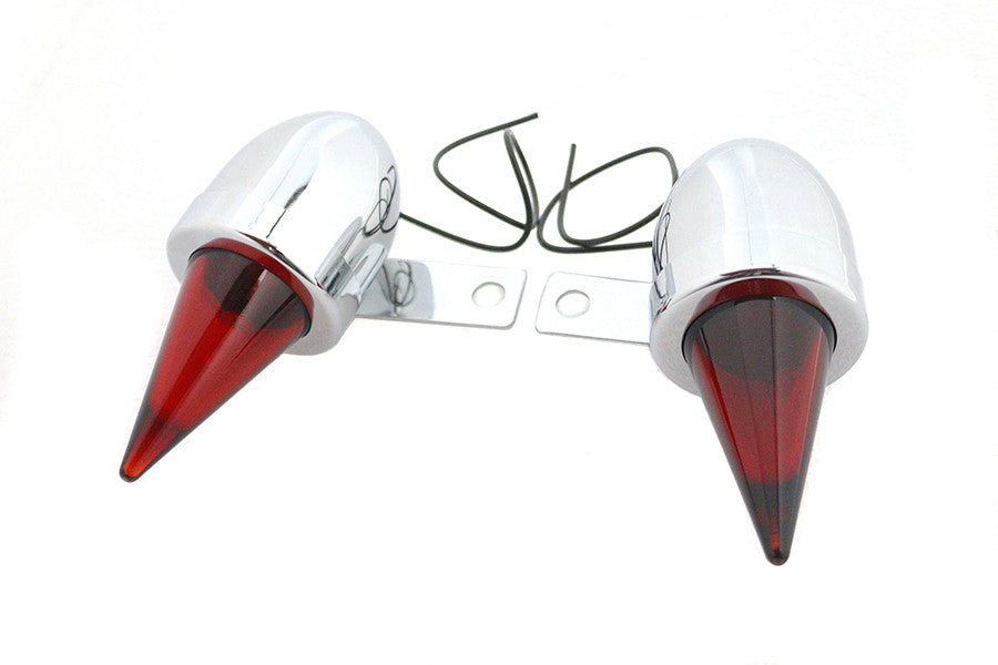 Torpedo Bullet Lamp Set Chrome with Brackets