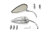 Tear Drop Mirror Set with Billet Long Stems Chrome