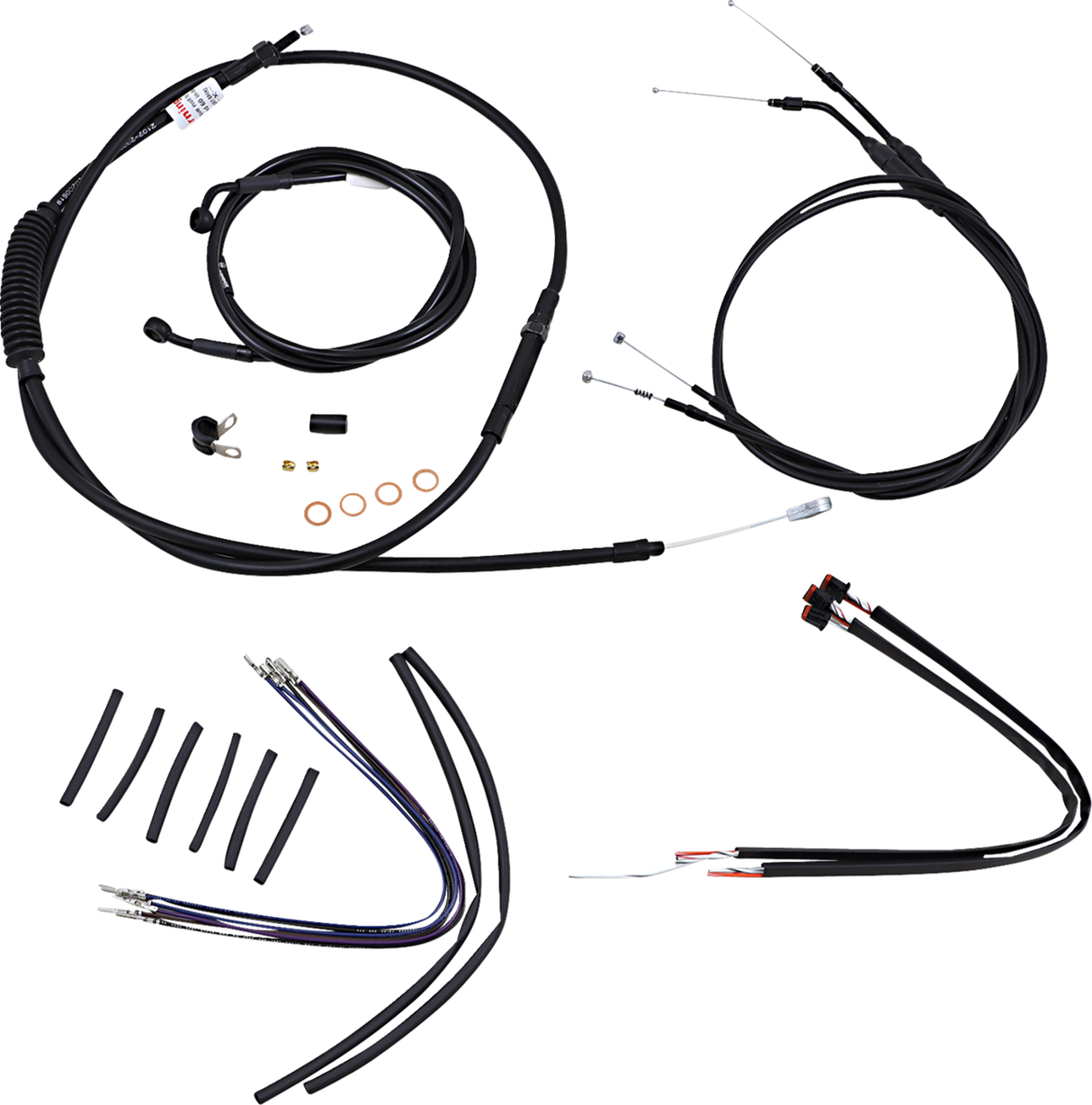 Complete Black Vinyl Handlebar Cable/Line Kit for Ape Hangers