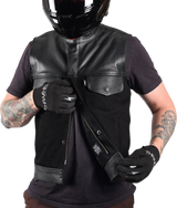 Kanan Leather/Denim Riding Vest