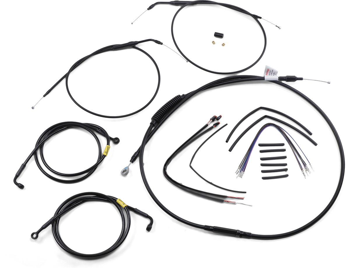 Complete Black Vinyl Handlebar Cable/Line Kit for Ape Hangers