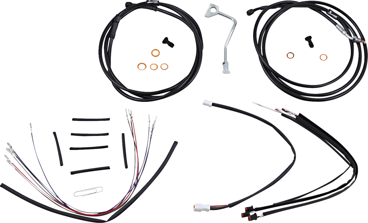 Complete Black Vinyl Handlebar Cable/Line Kit for Ape Hangers