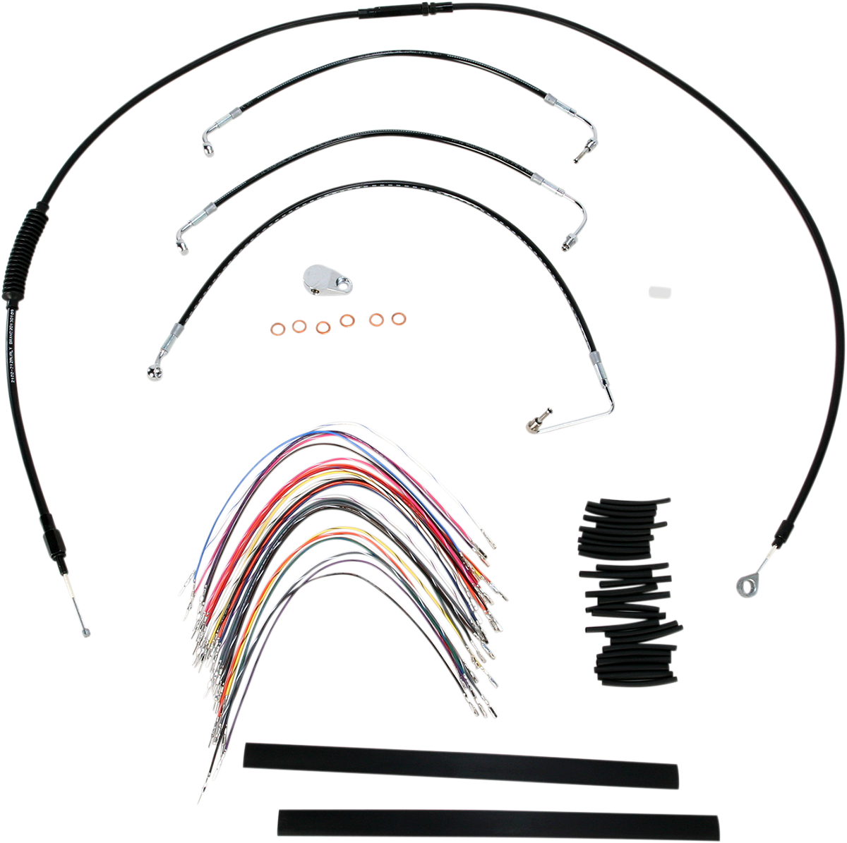 Complete Black Vinyl Handlebar Cable/Line Kit for Ape Hangers