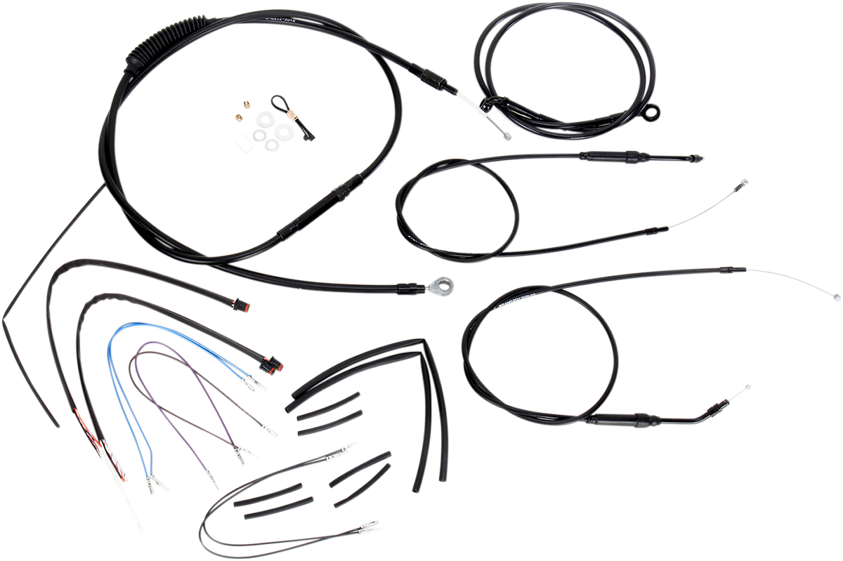 Complete Black Vinyl Handlebar Cable/Line Kit for Ape Hangers