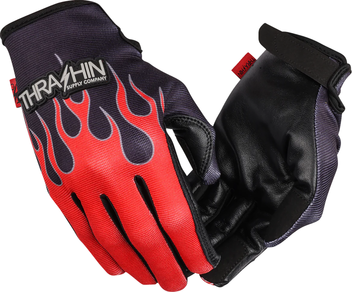 Stealth Leather Palm Flame Gloves