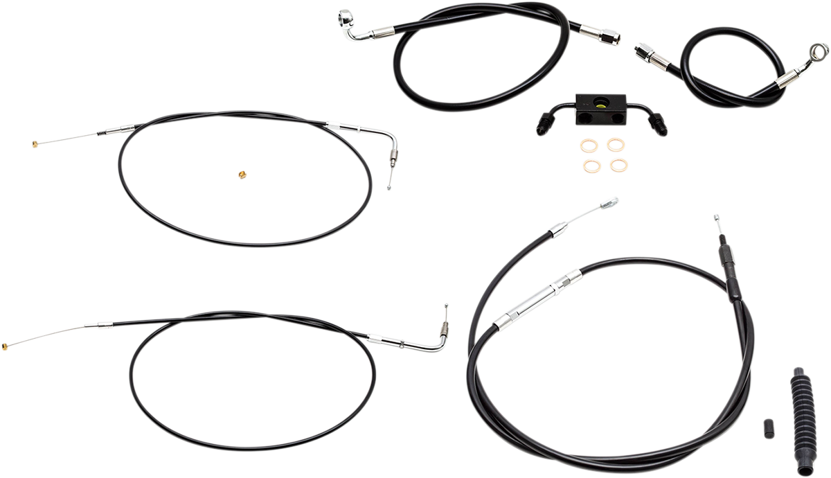 Standard Black Vinyl Handlebar Cable/Brake Line Kit — Mini/Ape Hanger