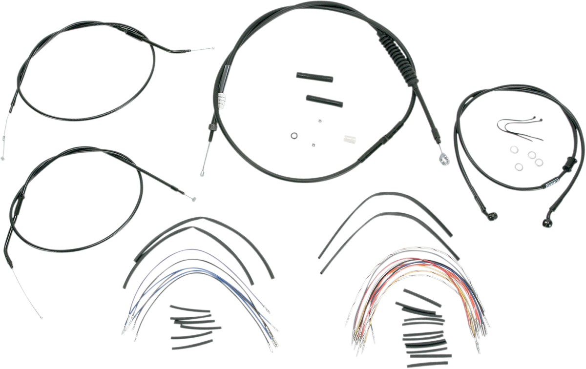 Complete Black Vinyl Handlebar Cable/Line Kit for Ape Hangers