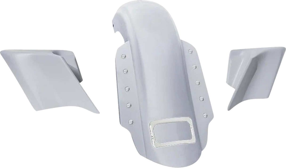 Swoop Three Piece Stretched Rear Fender Kit With Side Panels and Lightening Bolts