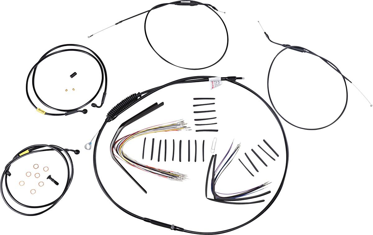 Complete Black Vinyl Handlebar Cable/Line Kit for Ape Hangers