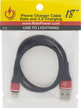 18" Male USB to Male Lightning Phone Charging Cable 3.0