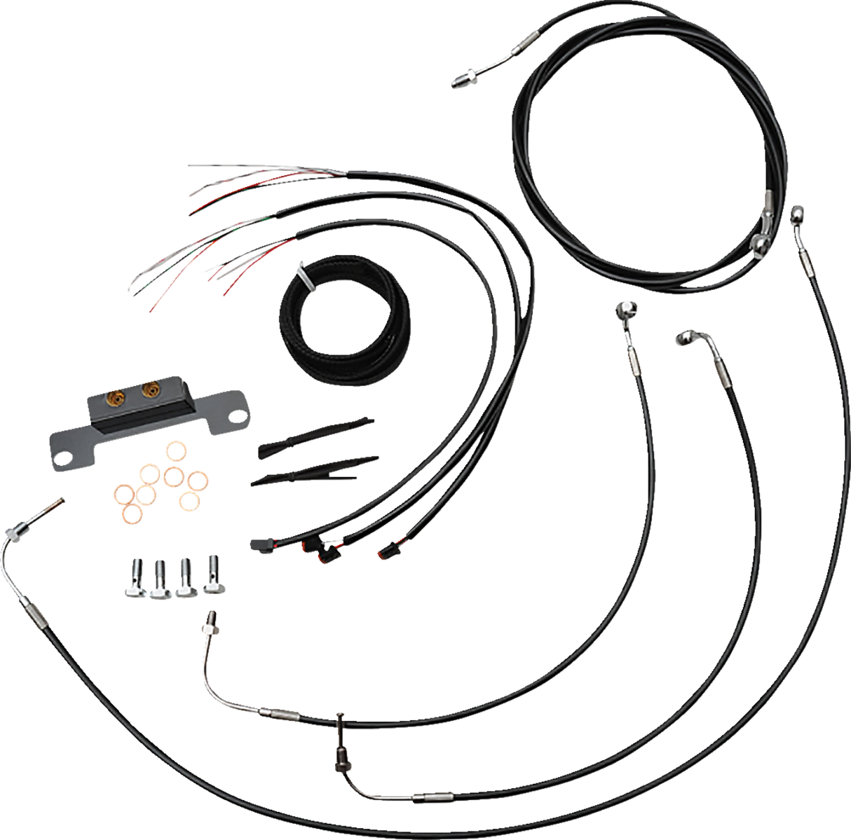 Complete Black Vinyl Braided Handlebar Cable/Brake Line Kit