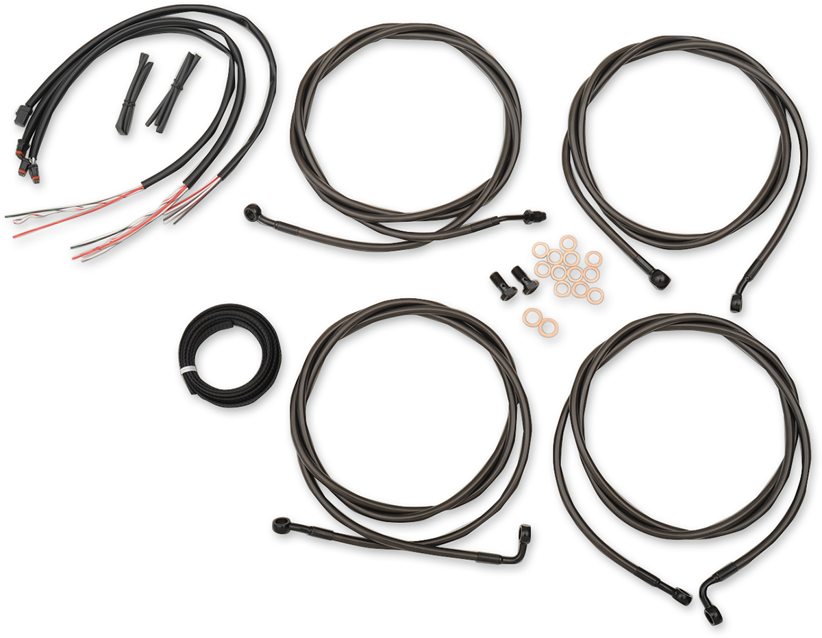 Complete Midnight Braided Handlebar Cable/Brake Line Kit — Mini