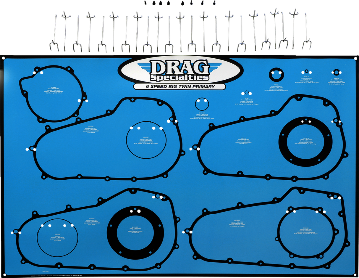 Gasket/Seal and O-Ring Display Board for 6-Speed Big Twin Primary