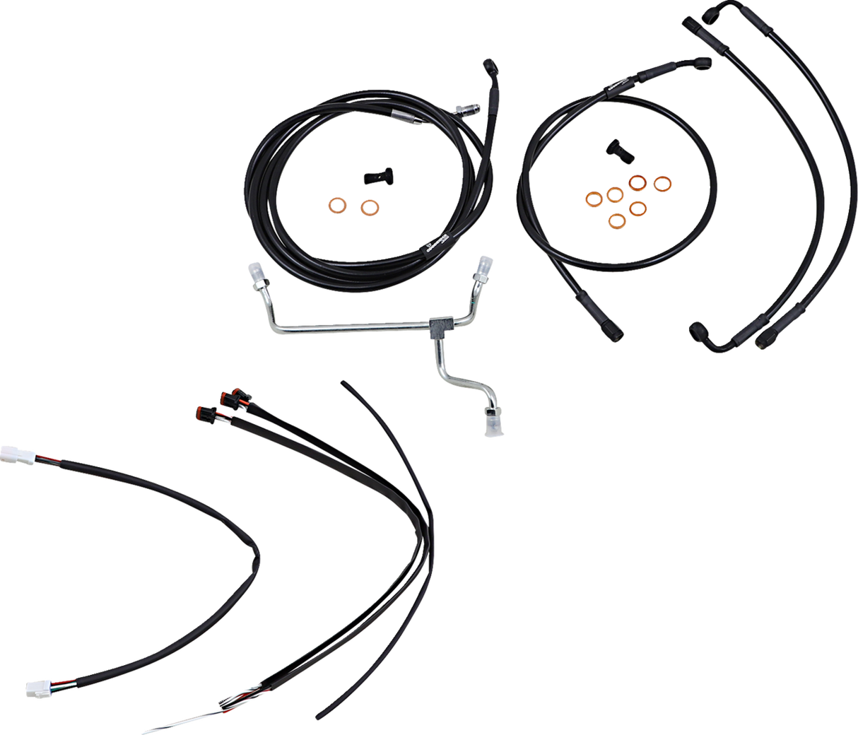 Complete Black Vinyl Handlebar Cable/Line Kit for Ape Hangers