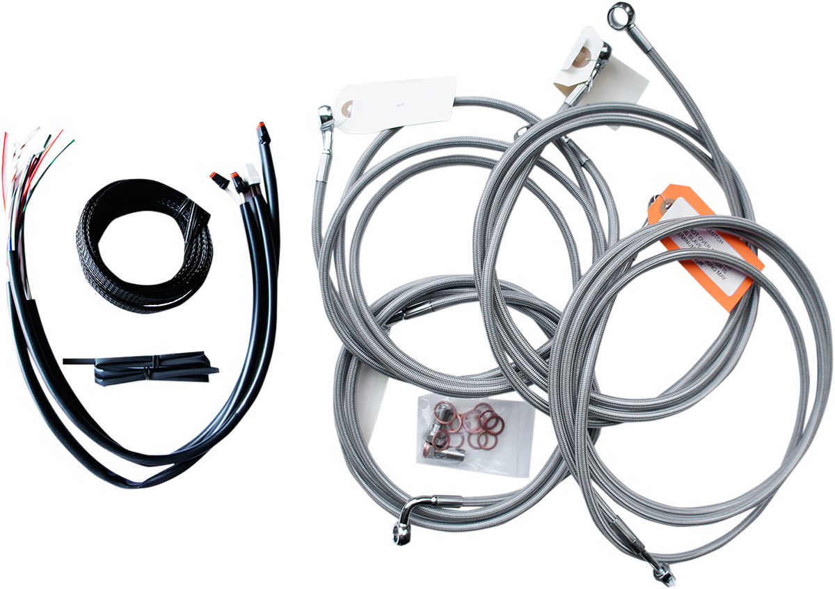 Complete Stainless Braided Handlebar Cable/Brake Line Kit — Cable Kit