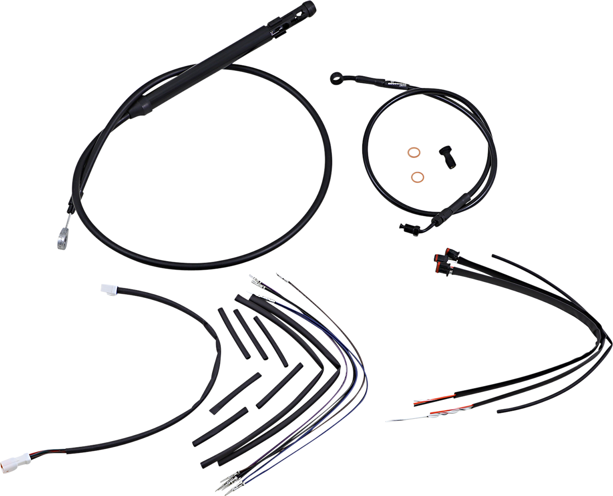 Complete Black Vinyl Handlebar Cable/Line Kit for Ape Hangers