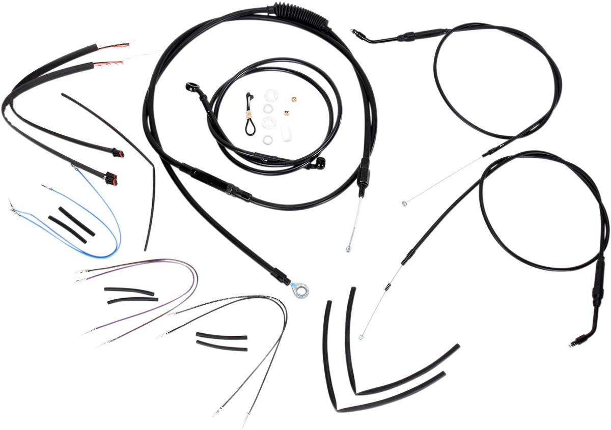 Complete Black Vinyl Handlebar Cable/Line Kit for Ape Hangers