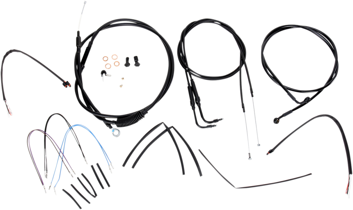 Complete Black Vinyl Handlebar Cable/Line Kit for Ape Hangers