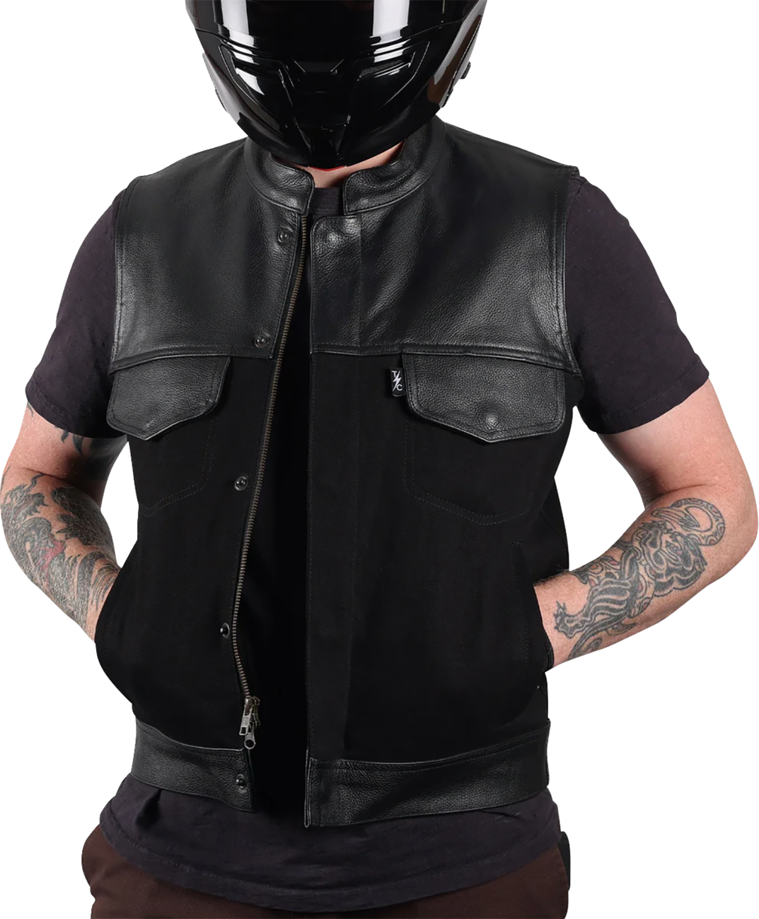 Kanan Leather/Denim Riding Vest