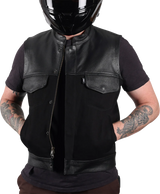 Kanan Leather/Denim Riding Vest