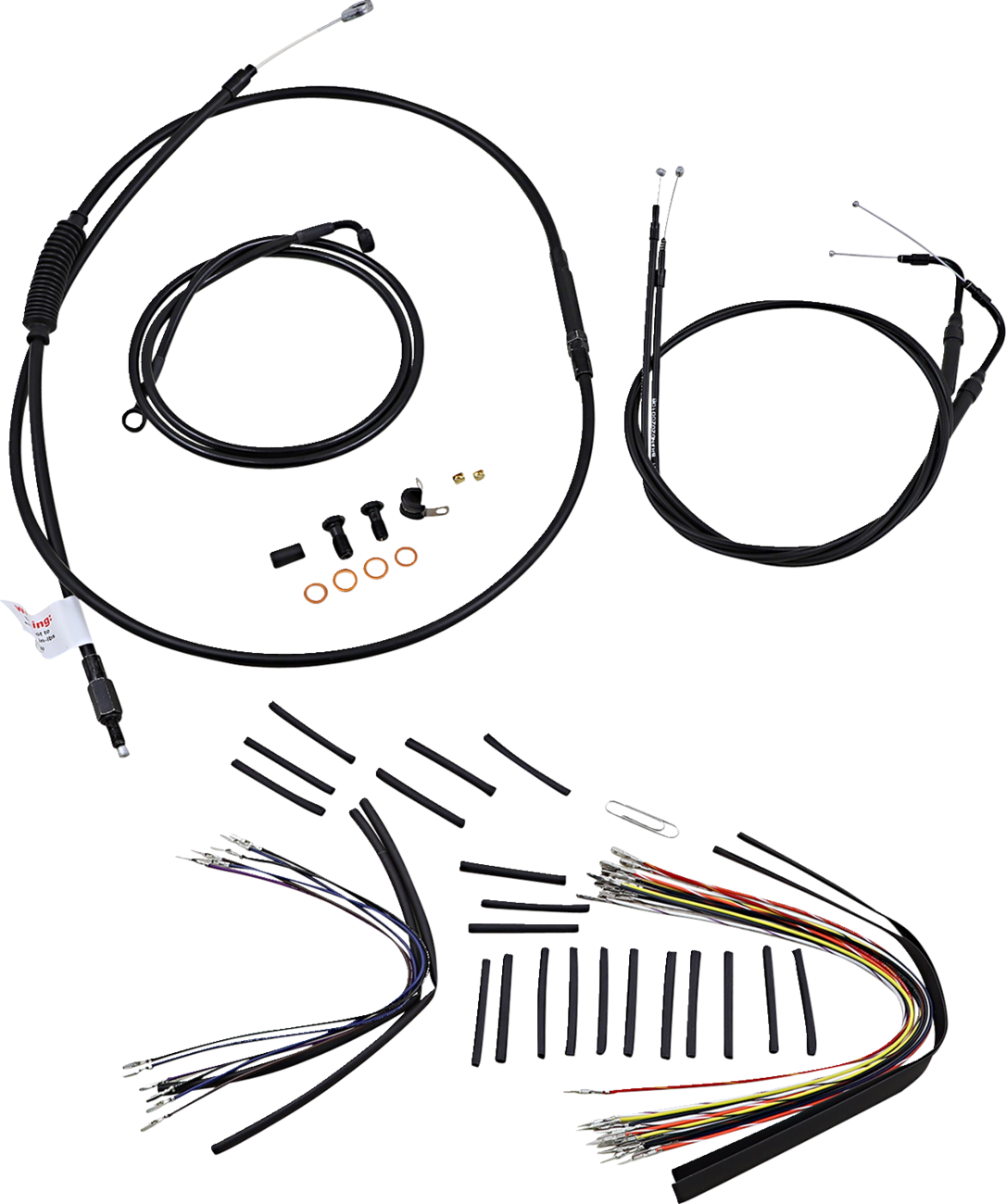 Complete Black Vinyl Handlebar Cable/Line Kit for Ape Hangers