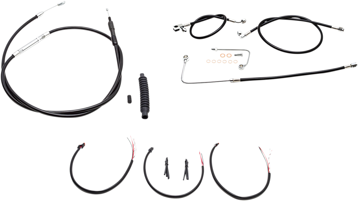 Complete Black Vinyl Braided Handlebar Cable/Brake Line Kit [2/2]