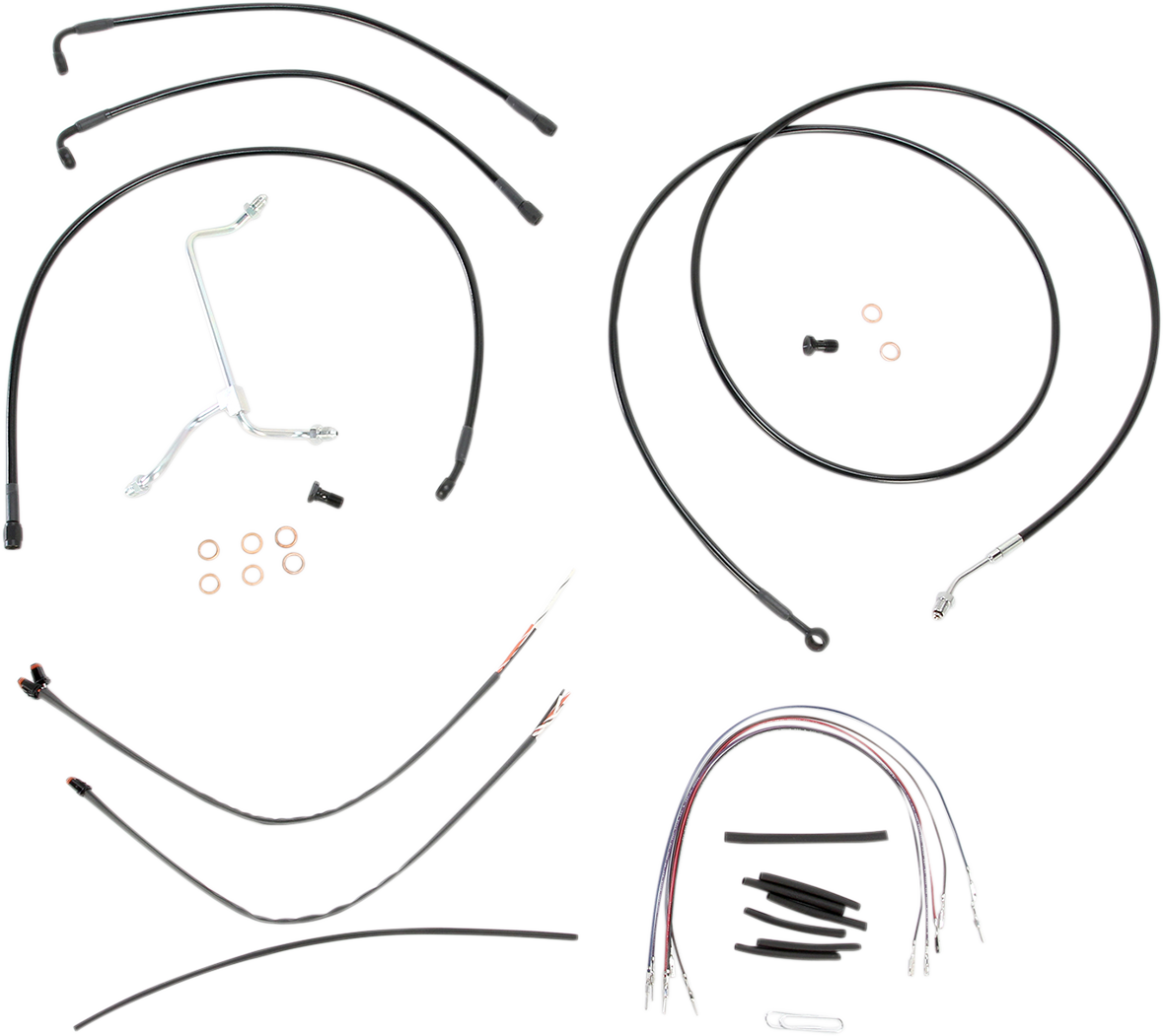 Complete Black Vinyl Handlebar Cable/Line Kit for Ape Hangers