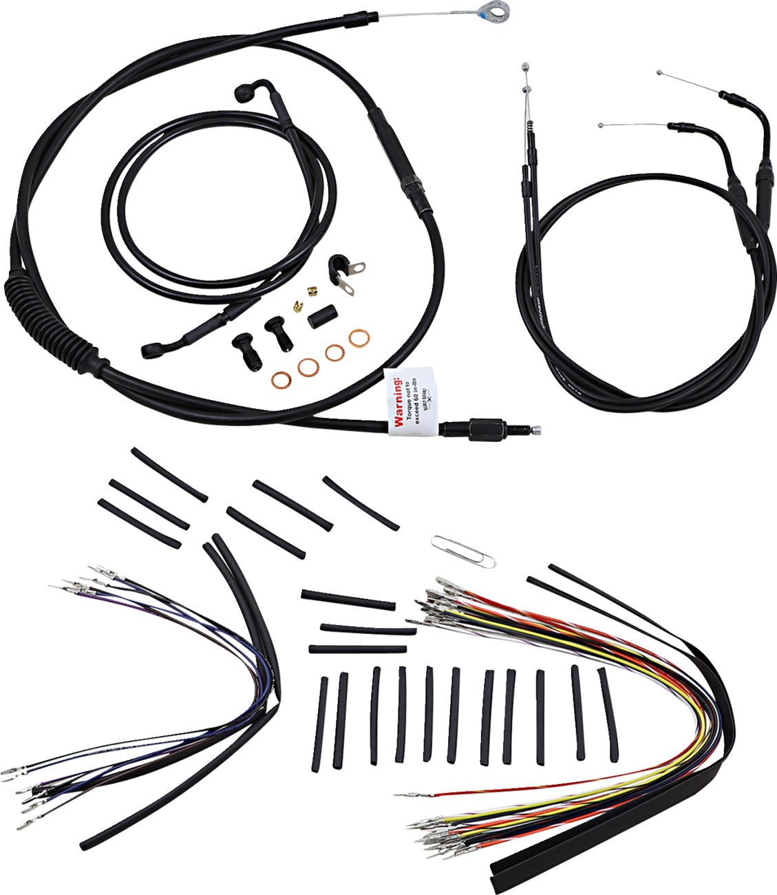 Complete Black Vinyl Handlebar Cable/Line Kit for Ape Hangers