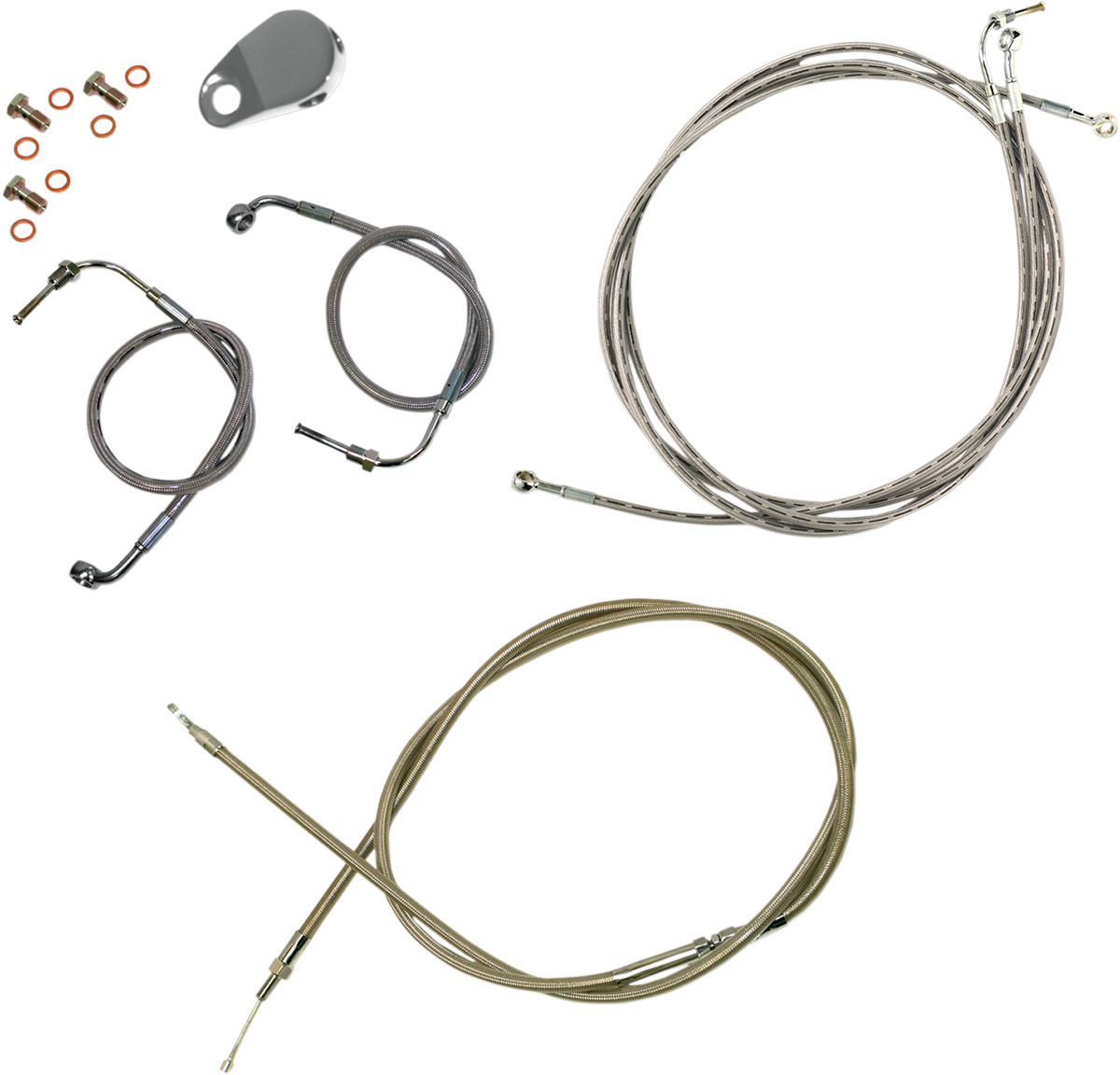 Standard Stainless Braided Handlebar Cable/Brake Line Kit