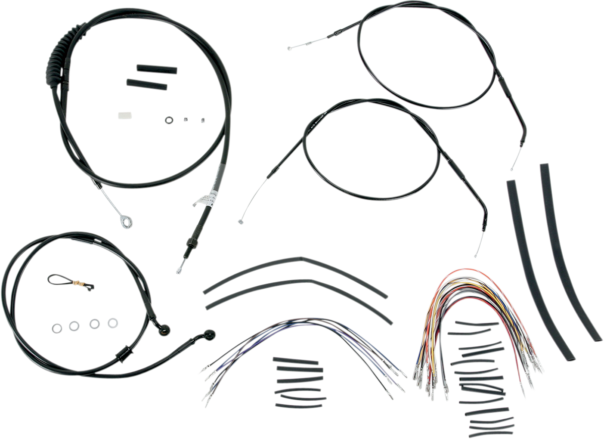 Complete Black Vinyl Handlebar Cable/Line Kit for Ape Hangers