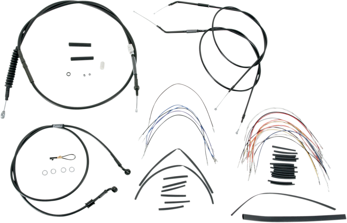 Complete Black Vinyl Handlebar Cable/Line Kit for Ape Hangers